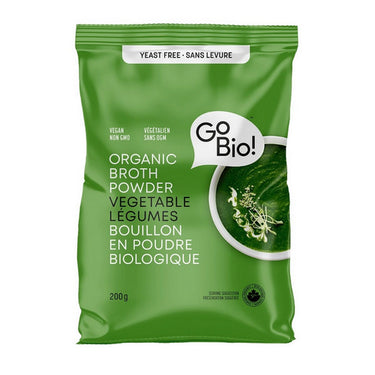 GoBio!, Yeast Free Organic Vegetable Broth Powder, 100 Grams (6 Count)
