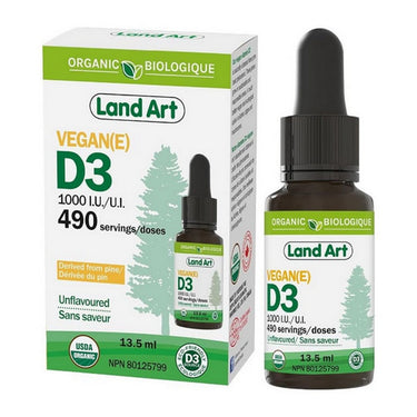 Land Art, Organic Vegan Vitamin D3, 1000 IU, 13.5 Ml