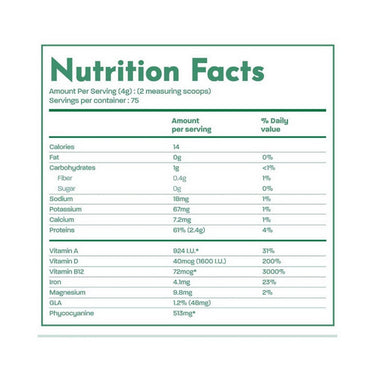 Land Art, Spirulina Extra Unflavoured, 300 Grams