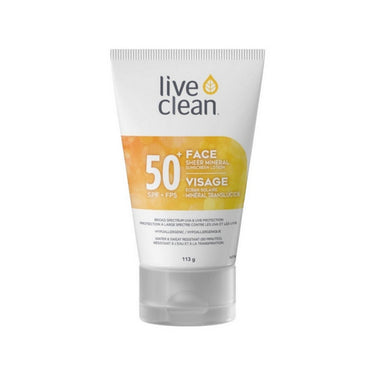 Live Clean, Face Sheer Mineral Sunscreen SPF 50, 113 Grams