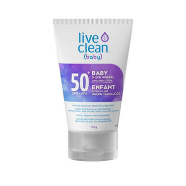 Live Clean, Baby Sheer Mineral Sun Lotion SPF 50, 113 Grams