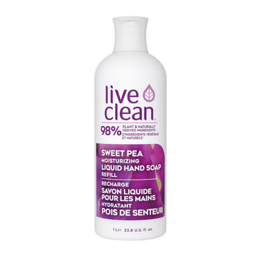 Live Clean, Sweet Pea Moisturizing Liquid Hand Soap Refill, 1 Liter