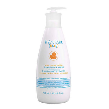 Live Clean, Shea Cocoa Butter Shampoo And Wash, 750 Ml