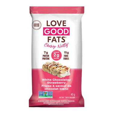 Love Good Fats, White Chocolate and Strawberry Flavoured Snack Bar, 40 Grams (12 Count)