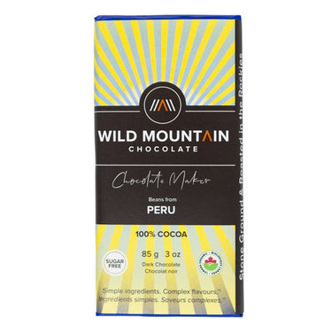 100% Cocoa Peru Dark Chocolate 85 Grams (12 Count) by Wild Mountain Chocolate
