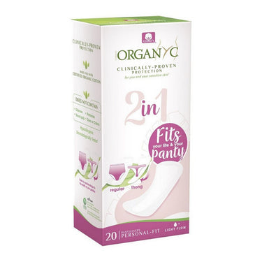 100% Organic Cotton 2 In 1 Panty Liners 20 Count by Organyc