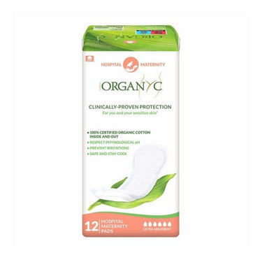 Organyc, Hospital Post Partum Maternity Pads, 12 Count