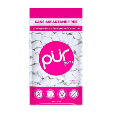 Pur Gum, Pomegranate Mint Chewing Gum, 55 Pieces (12 Count)