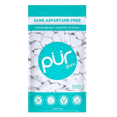 Pur Gum, Wintergreen Chewing Gum, 55 Pieces (12 Count)