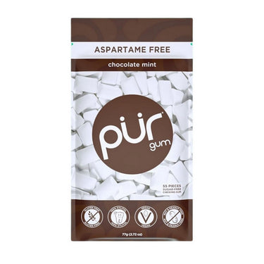Pur Gum, Natural Chocolate Mint Flavored Gum, 55 Pieces (12 Count)