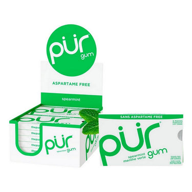 Pur Gum, Spearmint Chewing Gum, 9 Pieces (12 Count)
