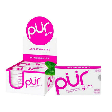 Pur Gum, Pomegranate Mint Chewing Gum, 9 Pieces (12 Count)