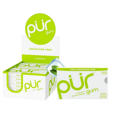Pur Gum, Coolmint Chewing Gum, 9 Pieces (12 Count)