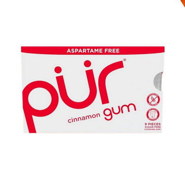 Pur Gum, Cinnamon Chewing Gum, 9 Pieces (12 Count)