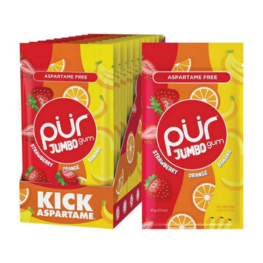 Pur Gum, Strawberry And Orange With Banana Jumbo Gum, 20 Pieces (10 Count)