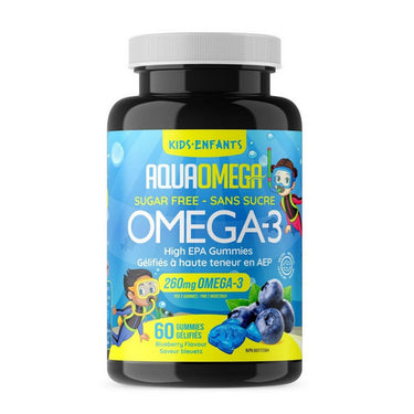 AquaOmega, High EPA Kids Gummies Blueberry, 60 Count