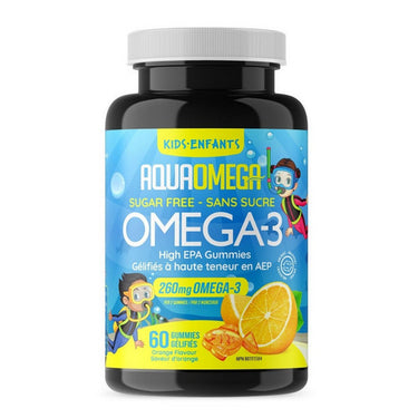 AquaOmega, High EPA Kids Gummies Orange, 60 Count