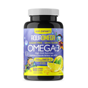 AquaOmega, High DHA Kids Gummies Lemon, 60 Count