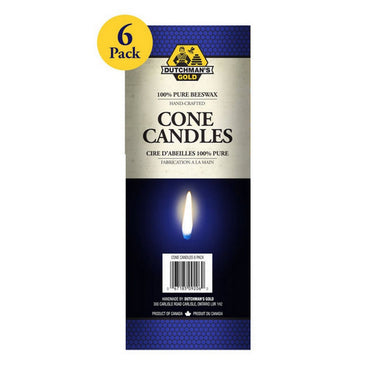 Dutchmans Gold Inc., Beeswax Cone Candles, 6 Pack