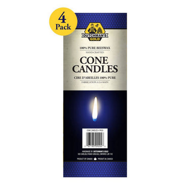 Dutchmans Gold Inc., Beeswax Cone Candles, 4 Pack