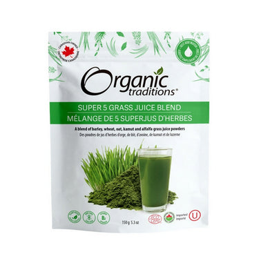 Organic Traditions, Super Five Grass Juice Blend, 150 Grams