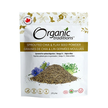 Organic Traditions, Sprouted Chia And Flax Seed Powder, 227 Grams
