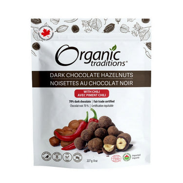 Organic Traditions, Organic Dark Chocolate Hazelnuts With Chili, 227 Grams