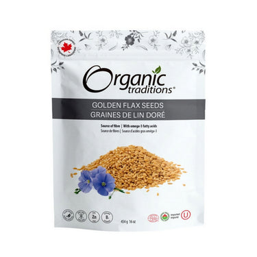 Organic Traditions, Organic Golden Flax Seeds, 454 Grams
