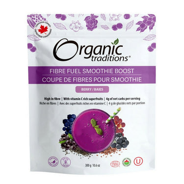 Organic Traditions, Fibre Fuel Smoothie Boost Berry, 300 Grams