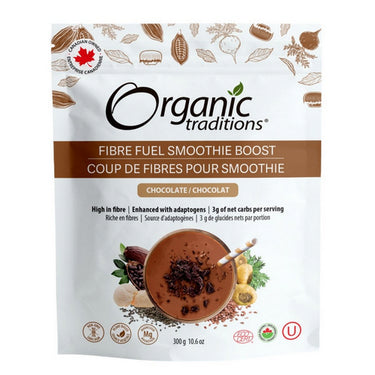 Organic Traditions, Fibre Fuel Smoothie Boost Chocolate, 300 Grams