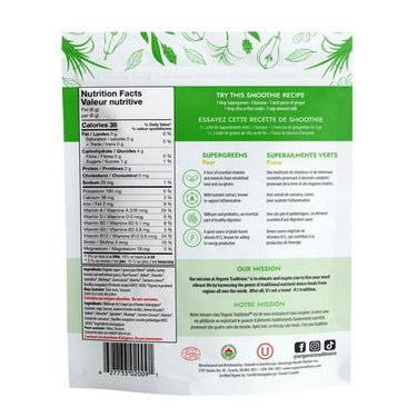 Organic Traditions, Supergreens Pear, 100 Grams