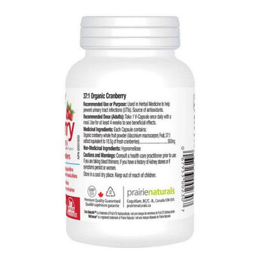Prairie Naturals Health Products Inc., Organic Cranberry Whole Fruit, 60 Veggie Capsules