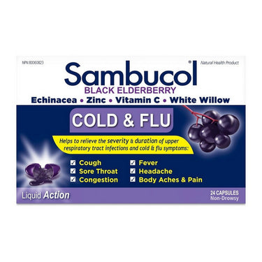 Sambucol, Cold And Flu Capsules, 24 Grams