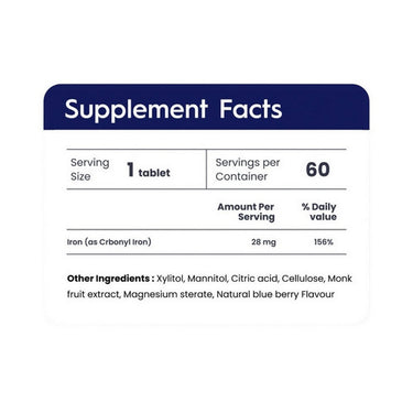 Nutrameltz, Carbonyl Iron Blueberry, 28 Mg, 60 Tablets