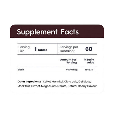 Nutrameltz, Biotin Max Cherry Flavour, 5000 Mcg, 60 Tablets