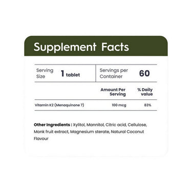 Nutrameltz, Vitamin K2 Coconut Flavour, 100 Mcg, 60 Tablets