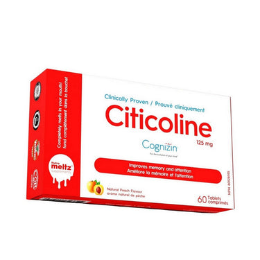 Cognizin Citicoline Natural Peach Flavour 60 Tablets by Nutrameltz