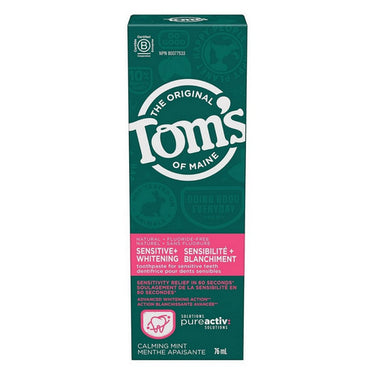 Tom's Of Maine, Pureactive Sensitive Plus Whitening Fluoride Free Toothpaste, 76 Ml