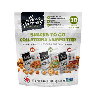 Three Farmers, Snacks to Go Variety Pack, 15 Grams (30 Count)