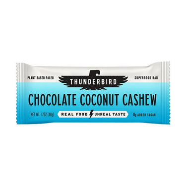 Thunderbird Real Food Bars, Chocolate Coconut Cashew Snack Bar, 48 Grams (12 Count)