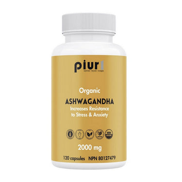 Piur1, Organic Ashwagandha, 2000 Mg, 120 Capsules