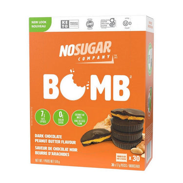 No Sugar Company, Keto Bomb Dark Chocolate Peanut Butter, 17 Grams(30 Count)