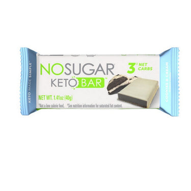 Keto Bar Cookies And Cream 40 Grams (12 Count) by No Sugar Company