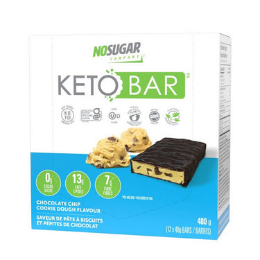 No Sugar Company, Keto Bar Chocolate Chip Cookie, 40 Grams (12 Count)