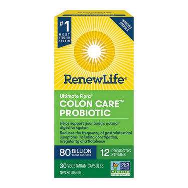 Renew Life, Ultimate Flora Colon Care Probiotic, 80 Billion, 30 Vegetarian Capsules