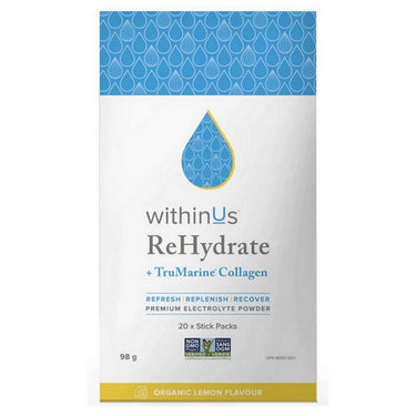 WithinUs, Rehydrate Collagen Box Lemon, 20 Count