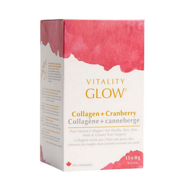 Vitality Products Inc., Glow Collagen Plus Cranberry Sachet Box, 8 Grams (15 Count)