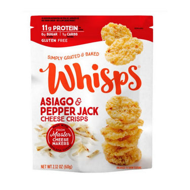 Whisps, Asiago Pepper Cheese Crisps, 60 Grams (12 Count)