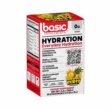 Basic Hydration Pineapple Burst 100 Grams (Pack Of 20) by Basic Supplements
