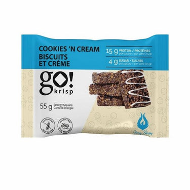 Go Nutrition Go Krisp Cookies And Cream 55 Grams (Pack Of 12) by Go! Krisp